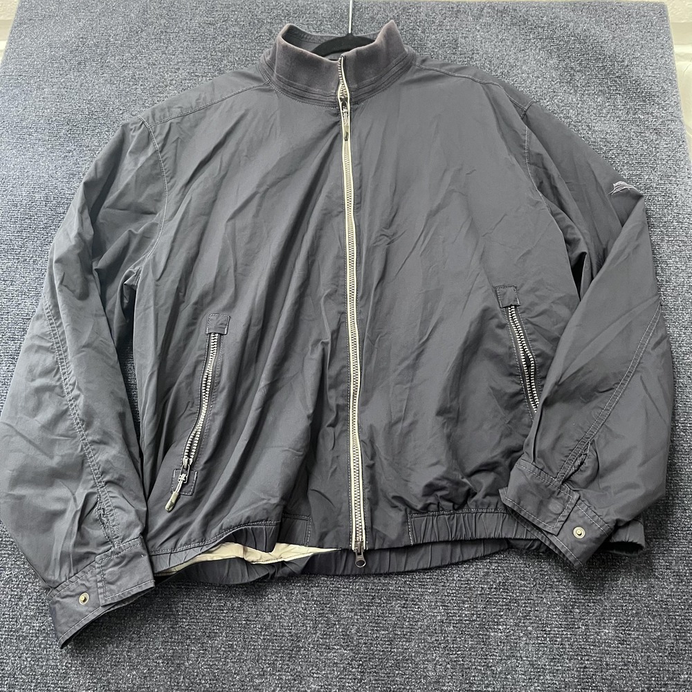 Tommy Bahama Jacket Mens Extra Large Black Full Zip Bomber Stand Collar Pockets